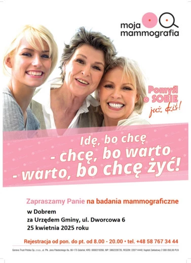 Badanie mammograficzne w Dobrem - 25 kwietnia