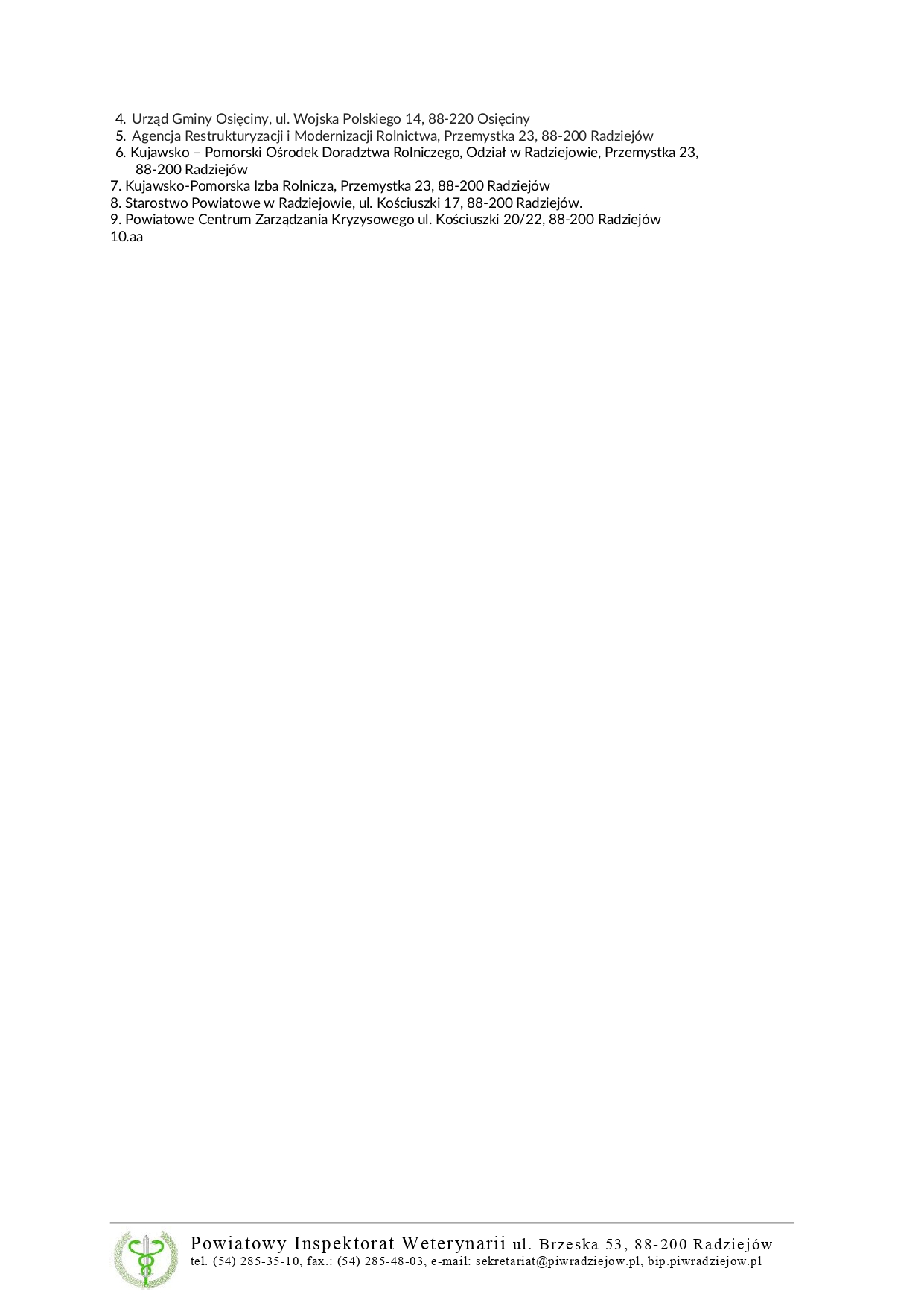 Informacja Powiatowego lekarza Weterynarii