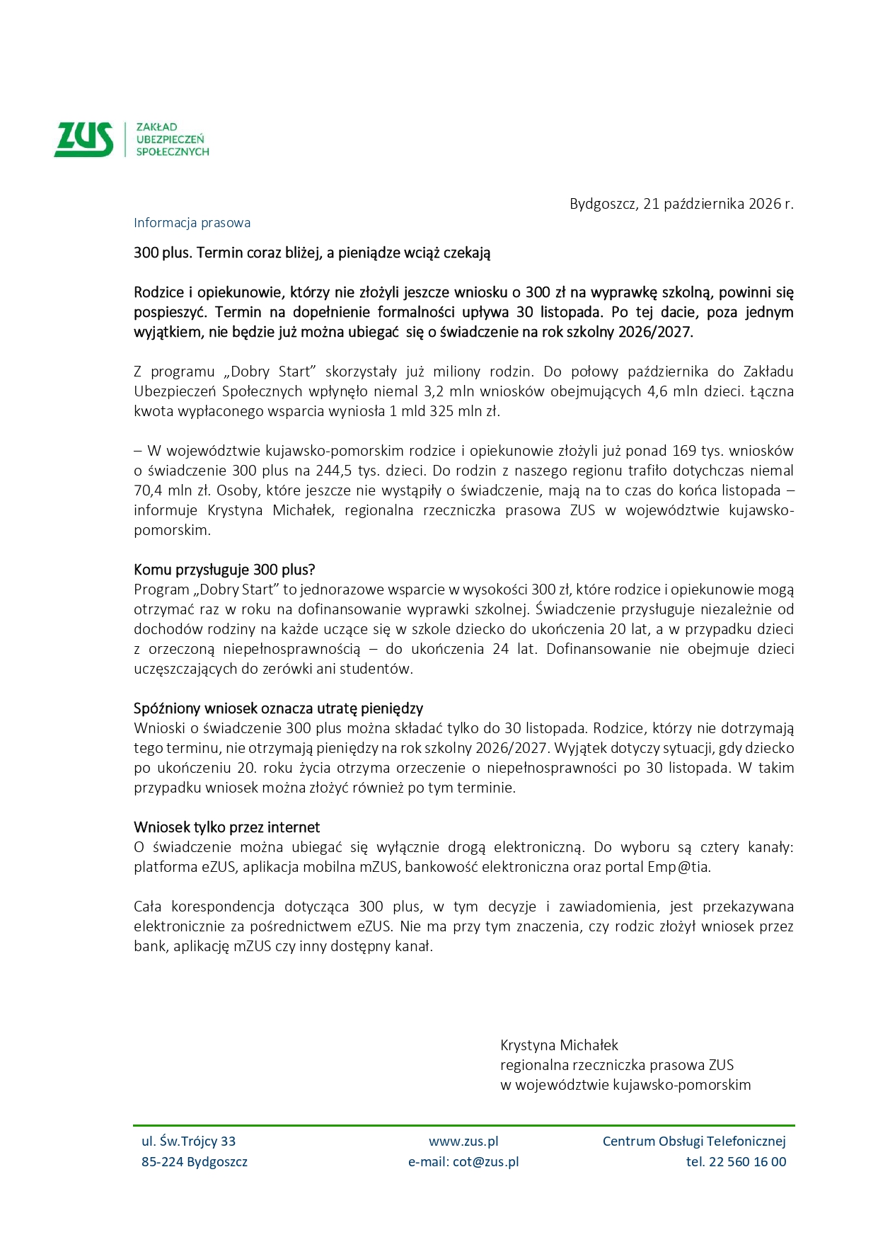 Informacja ZUS