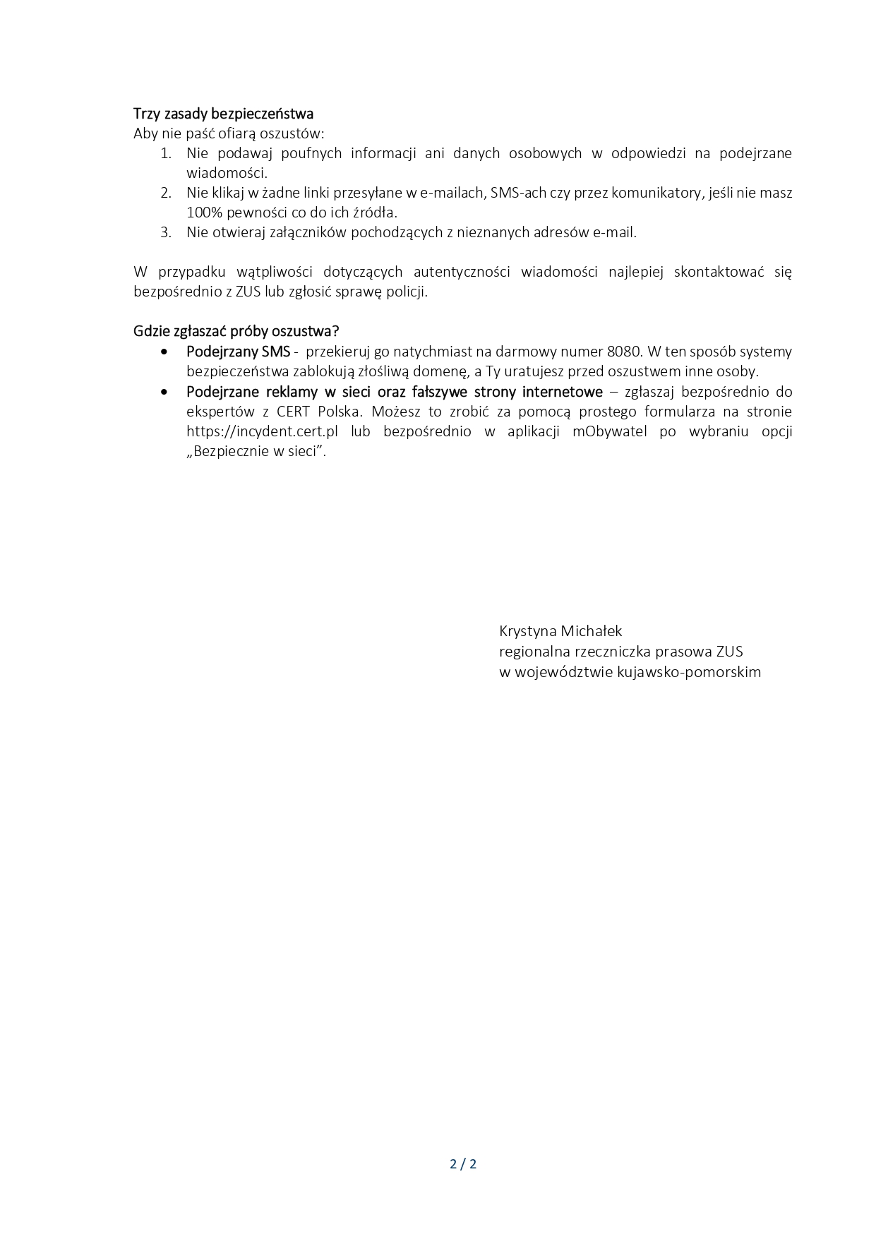 Informacja ZUS