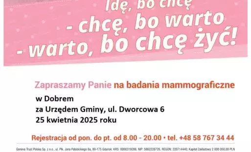 Badanie mammograficzne w Dobrem - 25 kwietnia
