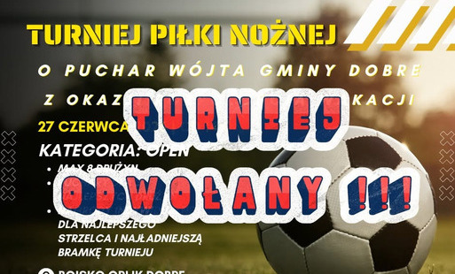 Odwołanie Turnieju piłki nożnej o puchar Wójta Gminy Dobre