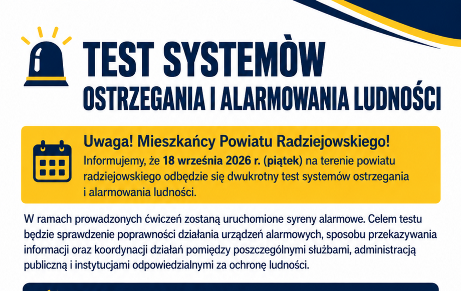 Test systemów ostrzegania i alarmowania ludności w gminie Dobre